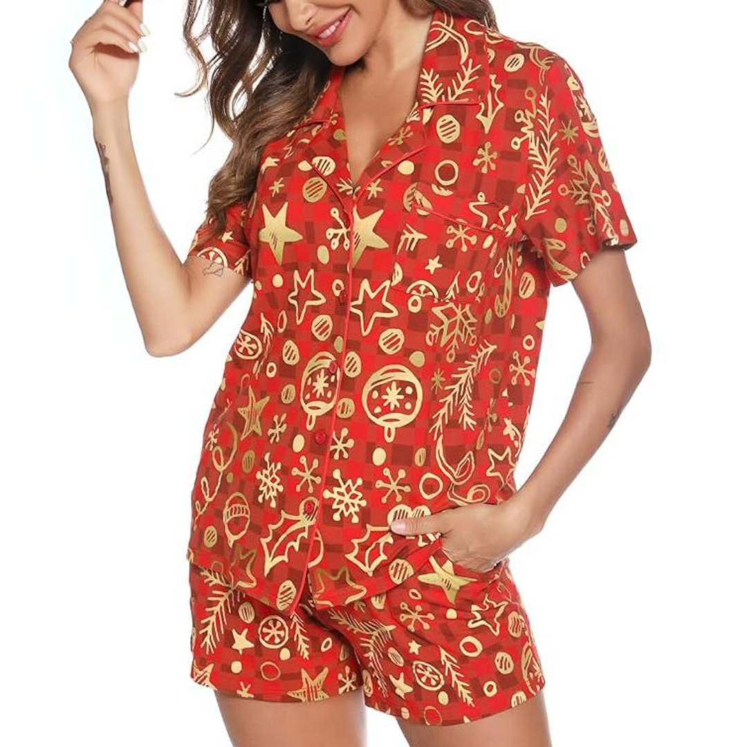 Korte Dames Kerst Pyjama Set - SnuggleVibes