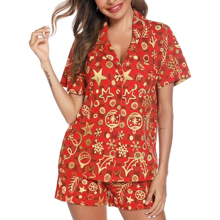 Korte Dames Kerst Pyjama Set - SnuggleVibes