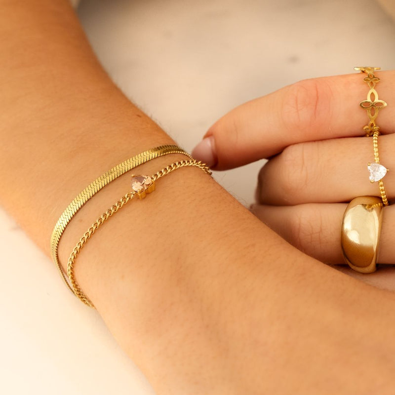 Vardi Dante™ Hart Bransoletka z kamieniem urodzinowym | Unikalna i znacząca