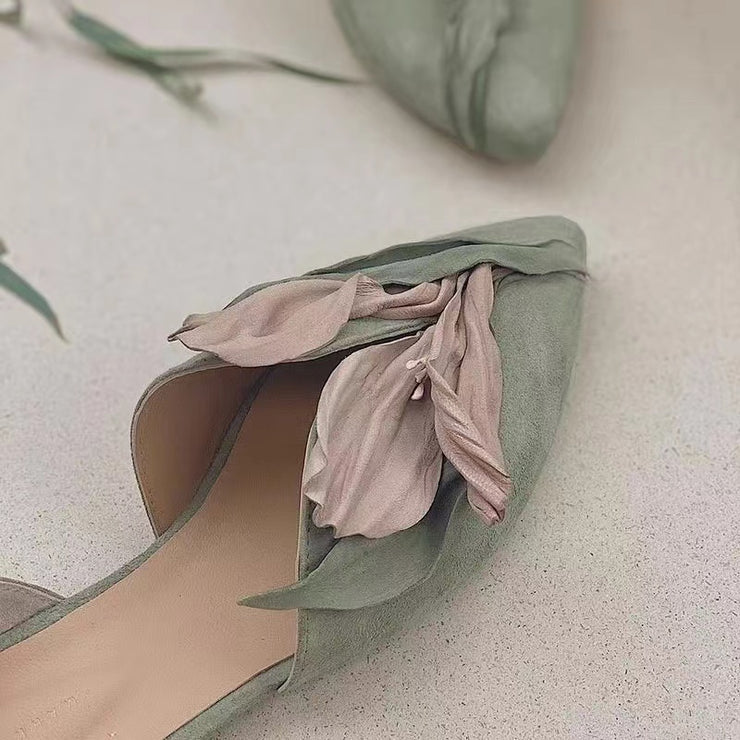 Handgemaakte kanten ballerina's met rozenbloemen - Odette