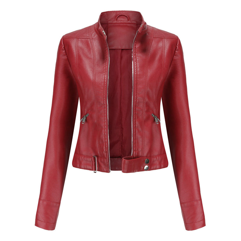 Stijlvolle dames leren jack in klassiek ontwerp - Marlene