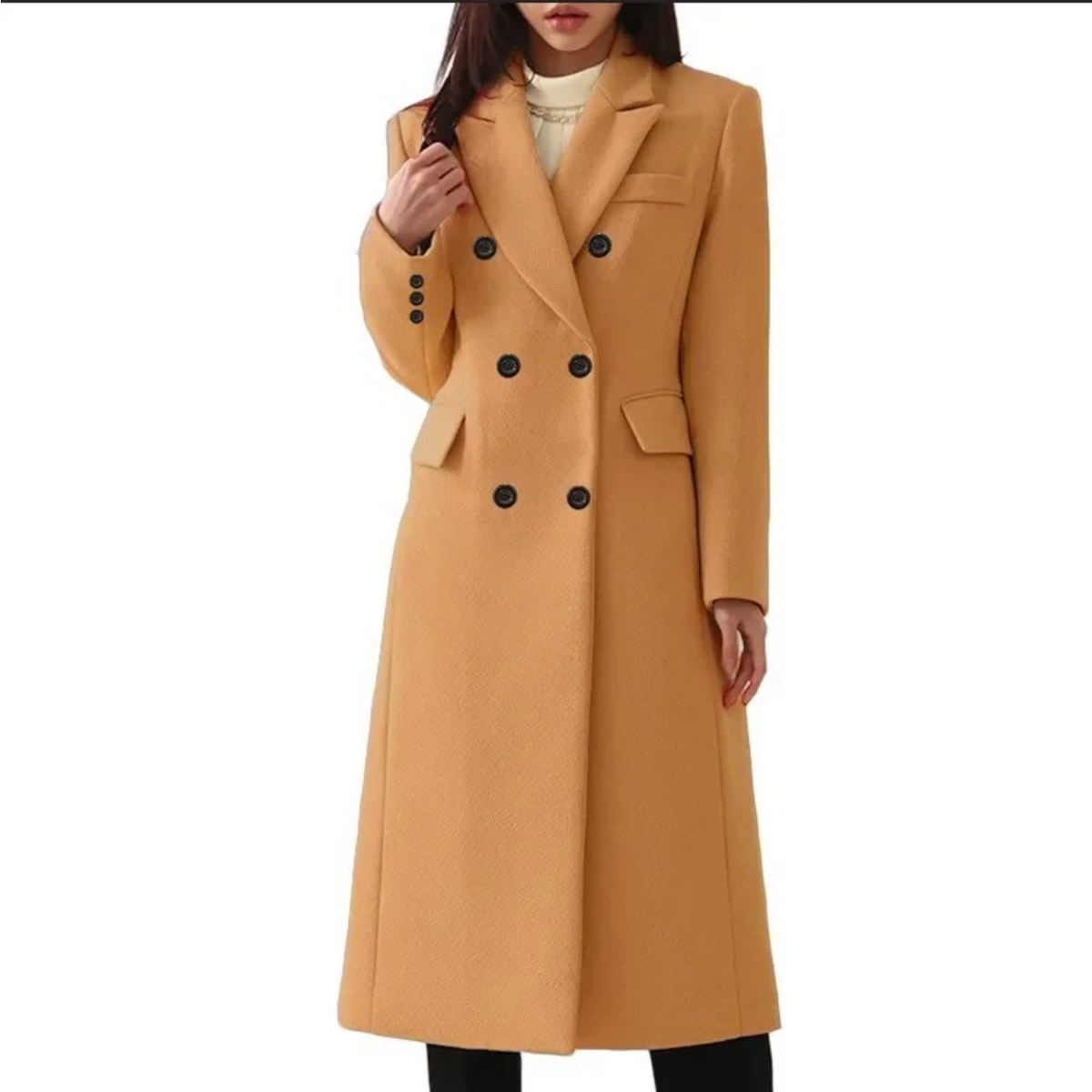 XUEJIANN Wollen jas dames winter elegant zwart lange jas overgangsjas elegante wollen jas met riem overgangsjas lange winterjas knielange trenchcoat dikke winterjas, donkerblauw, M