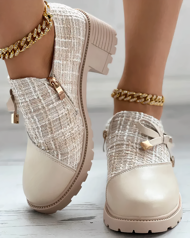 Stijlvolle blokhak schoenen met strikdetails - Florina