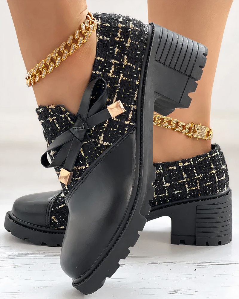 Stijlvolle blokhak schoenen met strikdetails - Florina