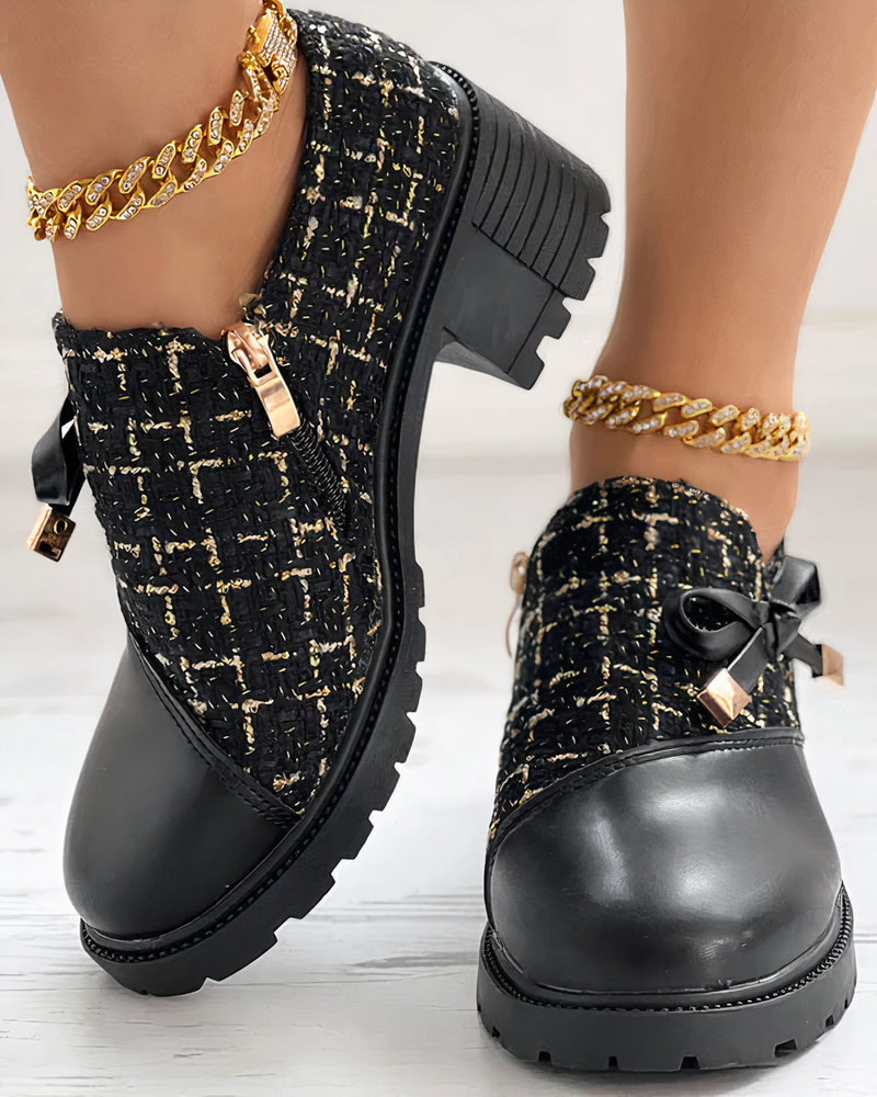 Stijlvolle blokhak schoenen met strikdetails - Florina