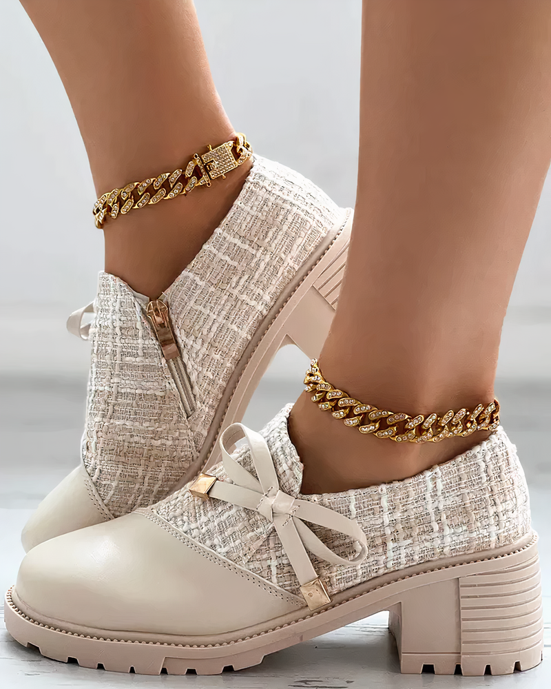 Stijlvolle blokhak schoenen met strikdetails - Florina