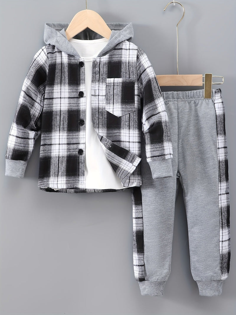 2-delige Jongensset Jordy met Geruite Hoodie en Joggingbroek