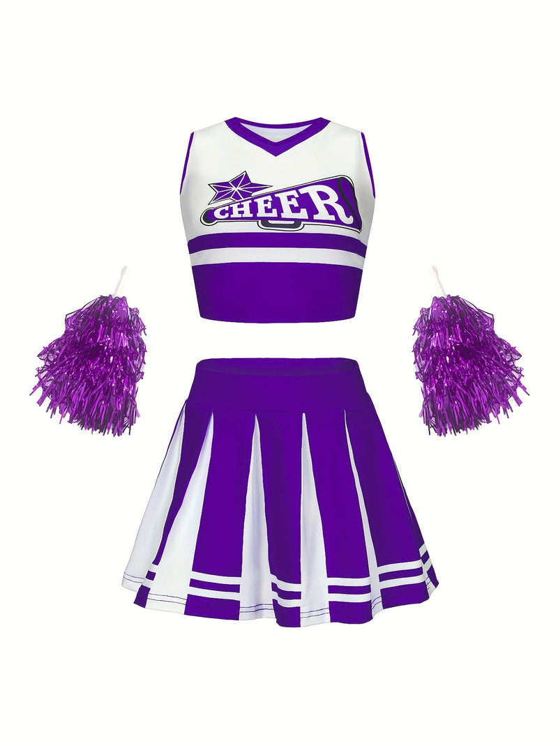 Paarse Cheerleader Set Kind – Sparkzi