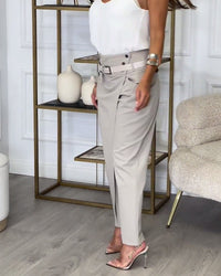 Trendy Dames Patchwork Broek met Riem - Liv