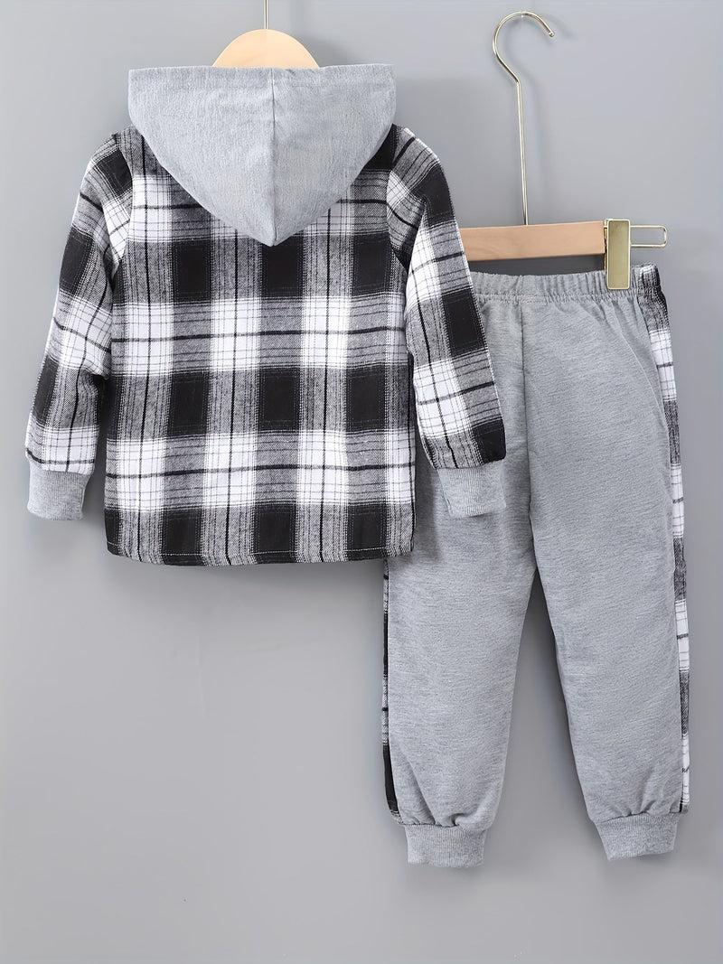 2-delige Jongensset Jordy met Geruite Hoodie en Joggingbroek