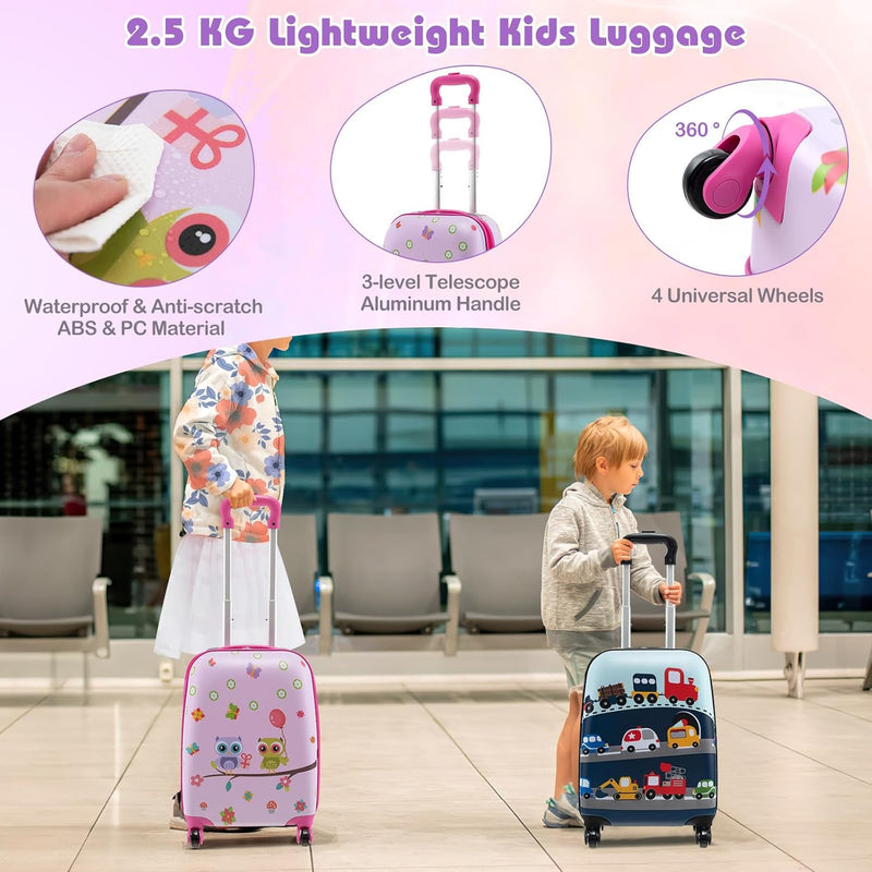5-delige Kinder Reis Bagageset met Rugzak en Accessoires – Auto | Uil