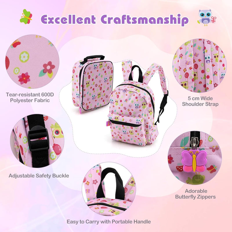 5-delige Kinder Reis Bagageset met Rugzak en Accessoires – Auto | Uil