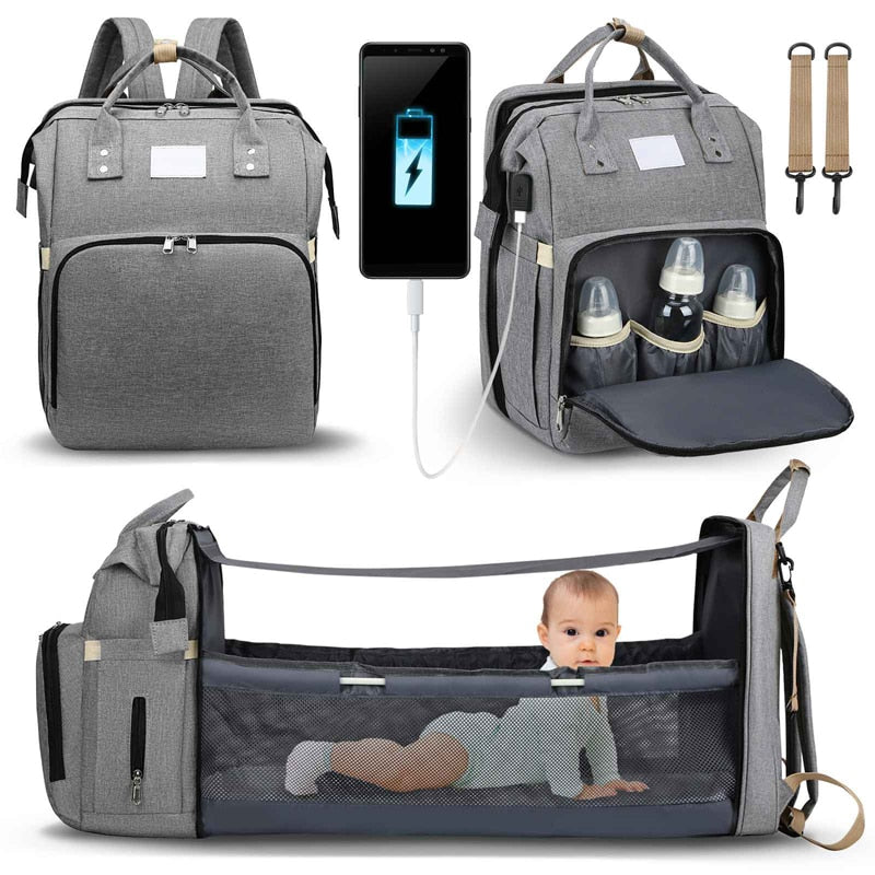 Draagbare Babybed en Luiertas – Multifunctionele Reisrugzak