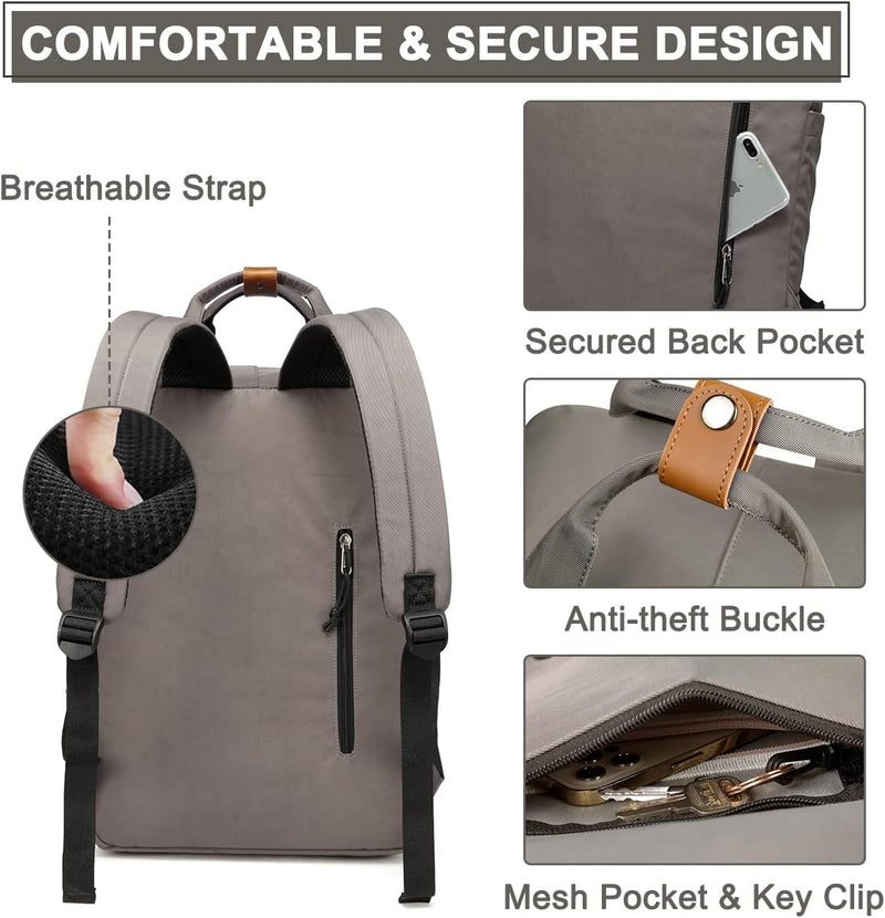 15.6” Waterdichte Vintage Laptop Rugzak met Opbergvakken – UrbanEase