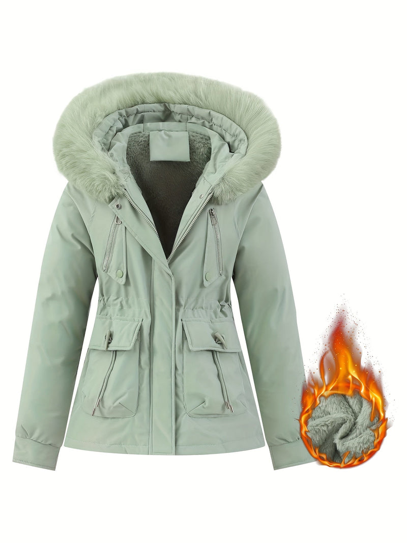 Dames Winterjas met Afneembare Bontcapuchon - Noëlle
