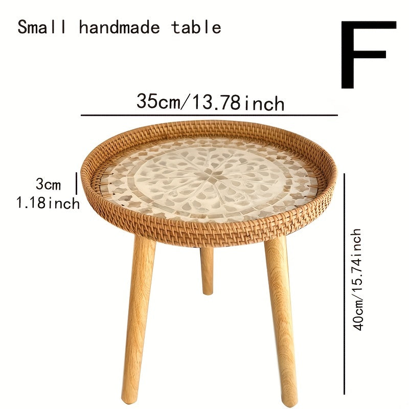 Scandinavische Rotan Bijzettafel - Elin