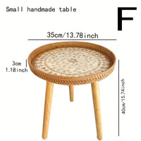 Scandinavische Rotan Bijzettafel - Elin