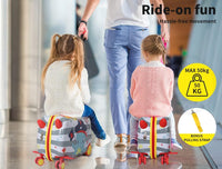 2-in-1 Ride-On Kinderkoffer met 360° wielen