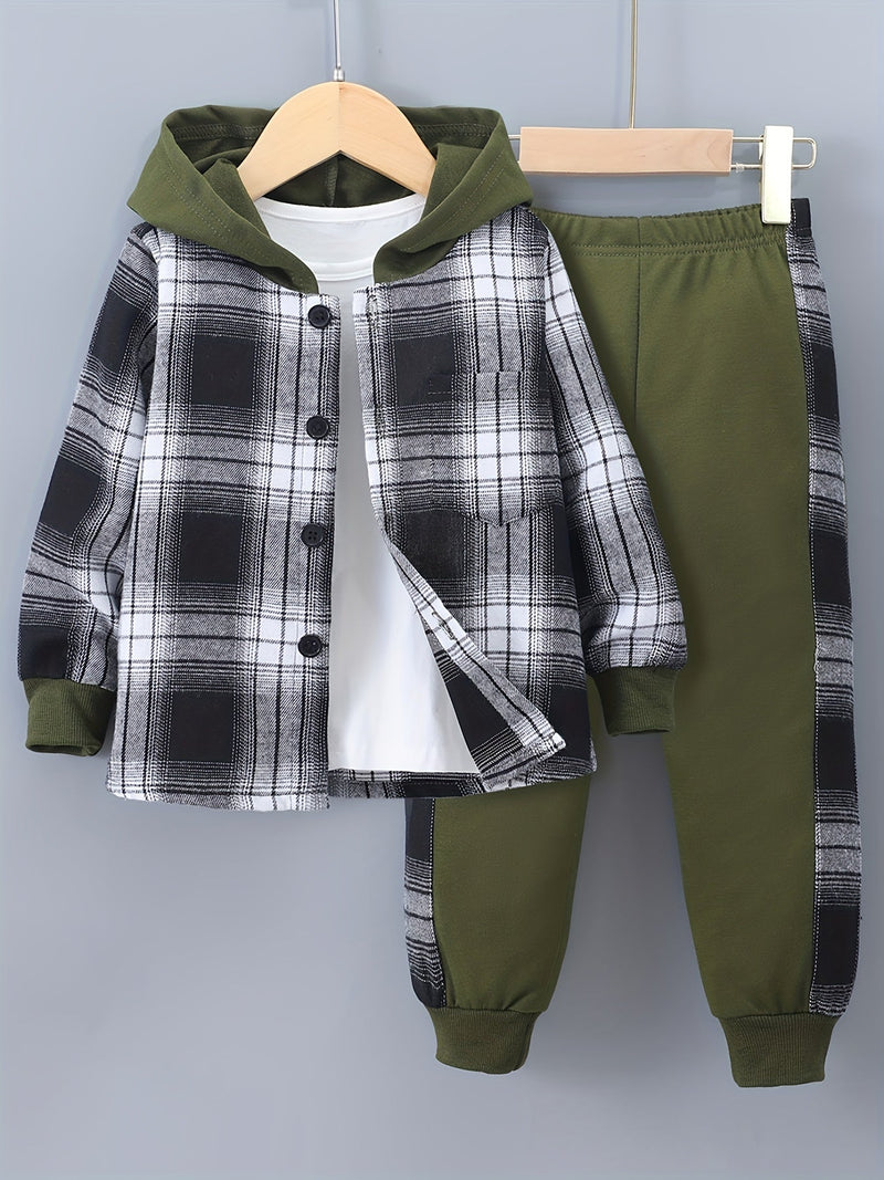 2-delige Jongensset Jordy met Geruite Hoodie en Joggingbroek