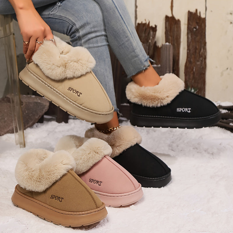 Warme Pluche Dames Pantoffels met Antislip Zool - Sienna