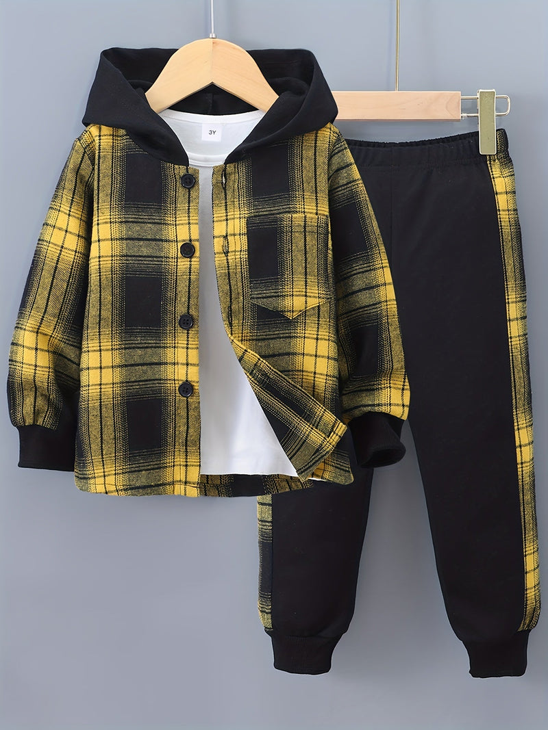 2-delige Jongensset Jordy met Geruite Hoodie en Joggingbroek
