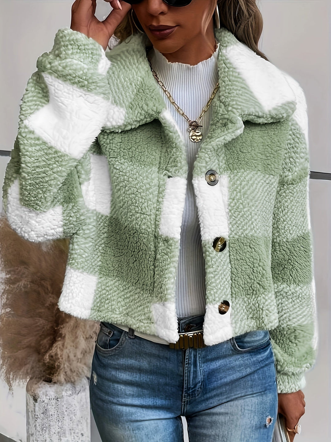 Geruite Teddyjas met Knoopsluiting - Clara