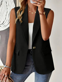 Trendy Mouwloze Blazer met Knoopdetails - Yara