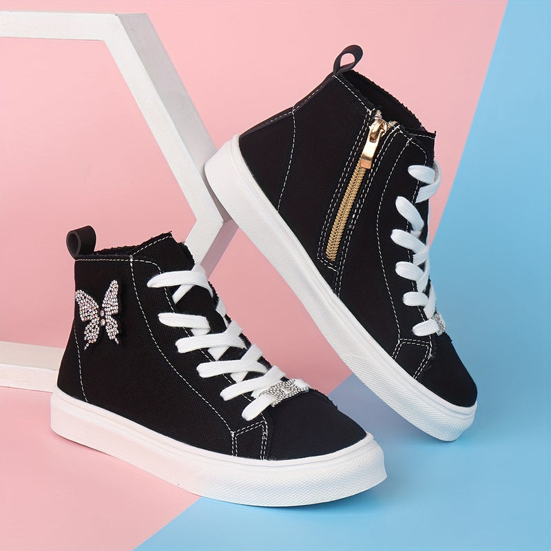 Hoge canvas kindersneakers Lunel| met Vlinderstrik|Stijlvol & Speels