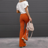 Dames Flared Broek van Organic Cord met Hoge Taille – Elegance Spice