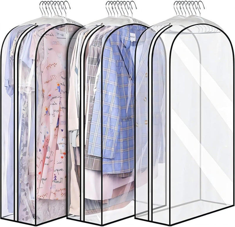 Transparante Kledinghoezen met Inzetstukken – 3-Pack Opberghoezen met Zijrits (1 Kopen, Krijg 1 GRATIS)