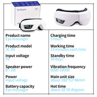 OOGMASSAGE APPARAAT - LUCHTDRUK, TRILLING & WARME COMPRESSIE MET BLUETOOTH MUZIEK