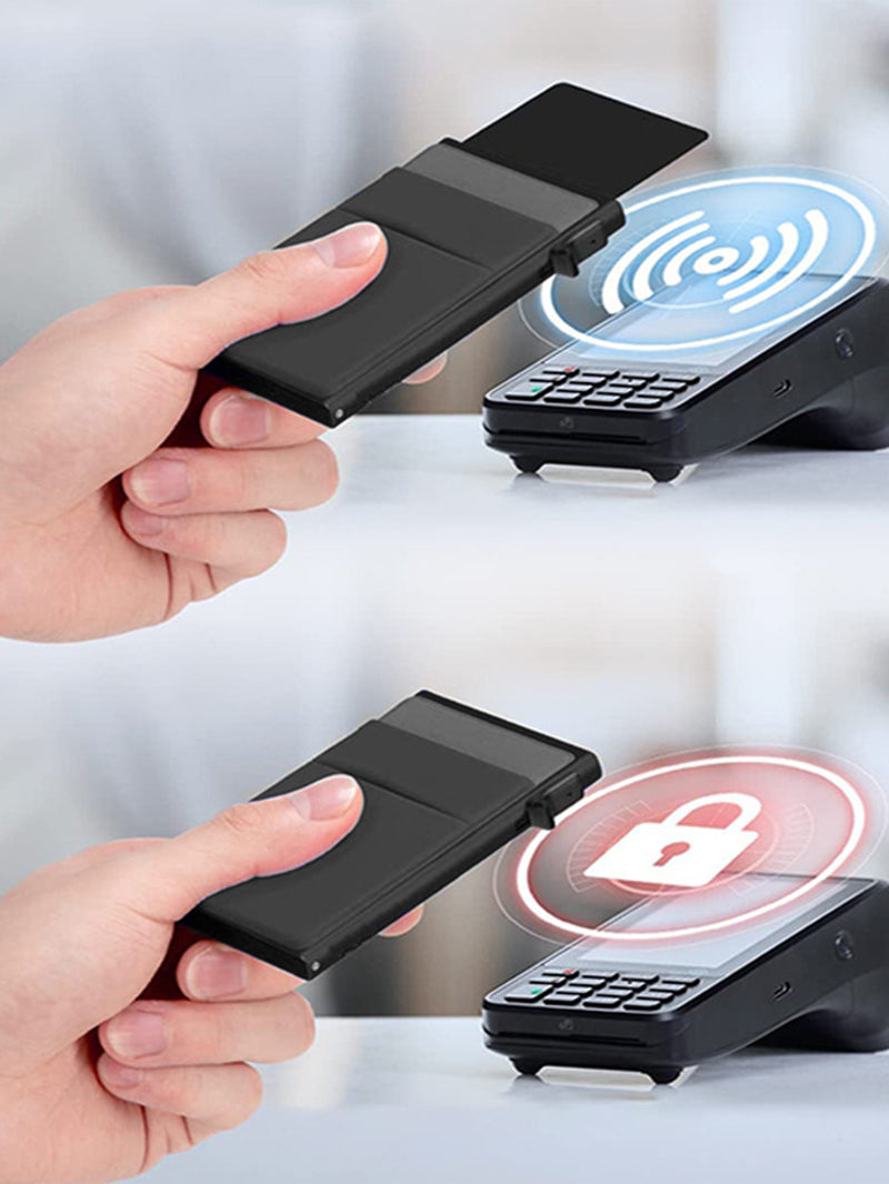 SMUKŁY RFID UCHWYT NA KARTY KREDYTOWE - CIEŃKI MINI METALOWY PORTFEL DLA MĘŻCZYZN