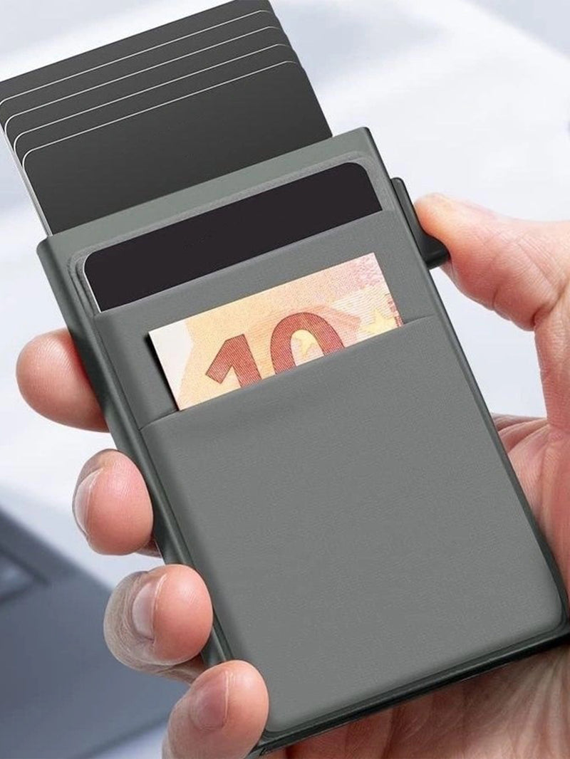 SMUKŁY RFID UCHWYT NA KARTY KREDYTOWE - CIEŃKI MINI METALOWY PORTFEL DLA MĘŻCZYZN