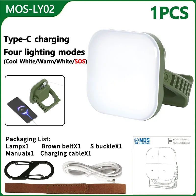 80W LED ZONNE-OPLAADBARE CAMPINGLAMP MET MAGNEET EN ZOOMFUNCTIE