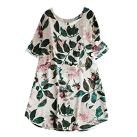 Kwiecista letnia sukienka rekreacyjna z krótkimi rękawami dla kobiet - Malina