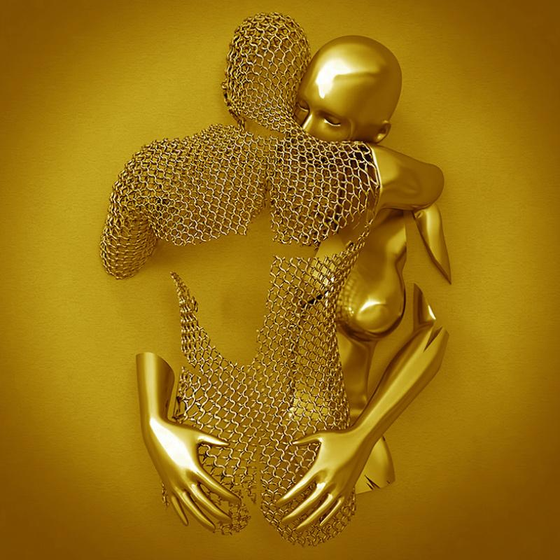 Liefdescanvas met Metalen Figuur - AmorArte