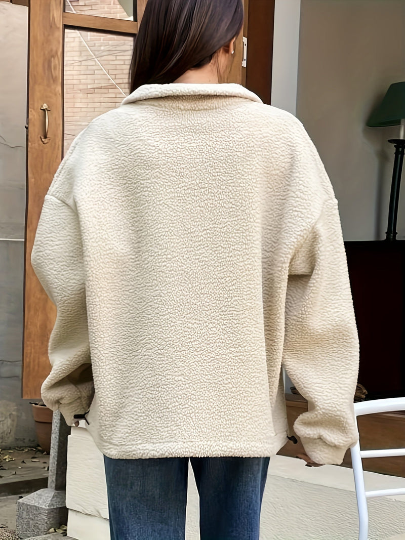 Effen Pullover Sweatshirt met Ritssluiting - Nina