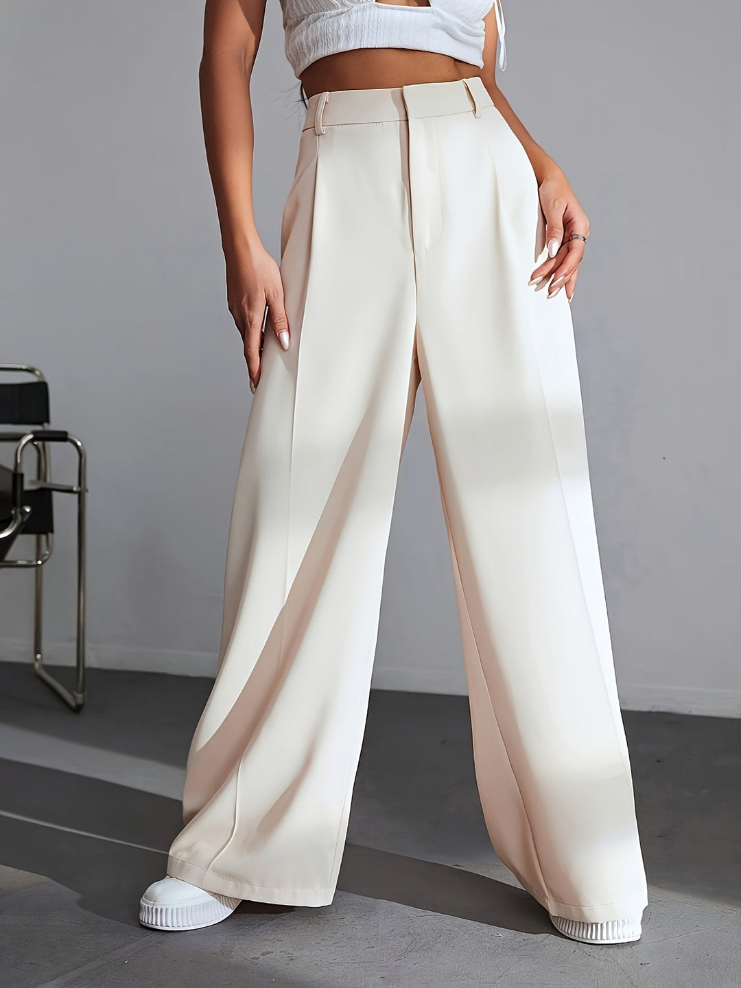 Luxe Effen Broek Met Wijde Pijpen - Lana