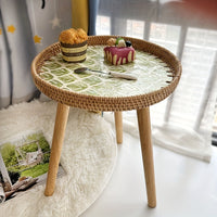 Scandinavische Rotan Bijzettafel - Elin