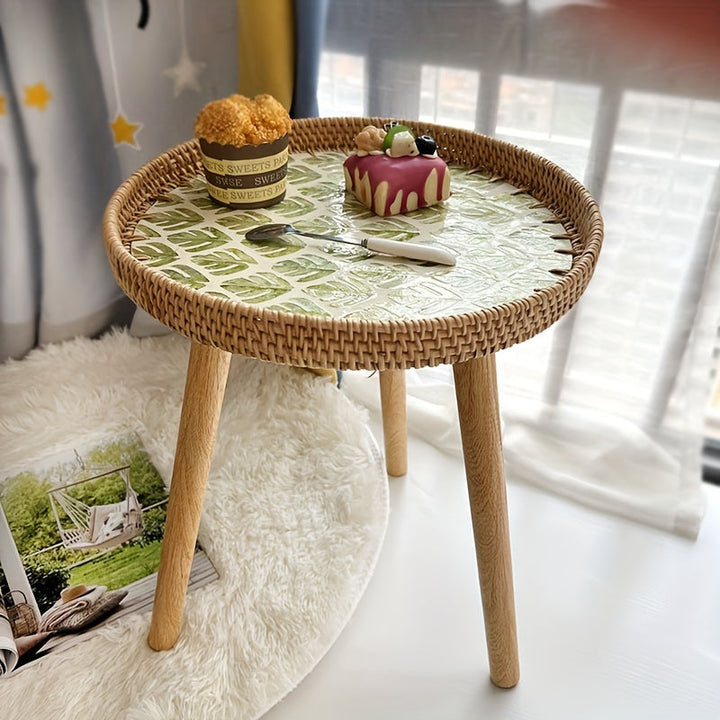 Scandinavische Rotan Bijzettafel - Elin