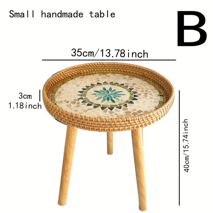 Scandinavische Rotan Bijzettafel - Elin