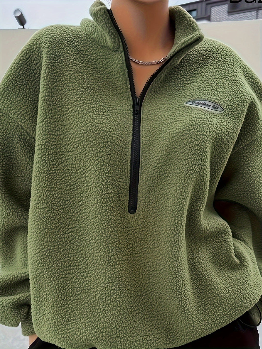 Effen Pullover Sweatshirt met Ritssluiting - Nina