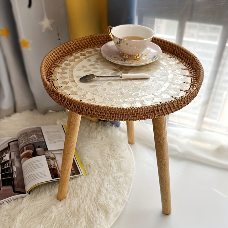 Scandinavische Rotan Bijzettafel - Elin