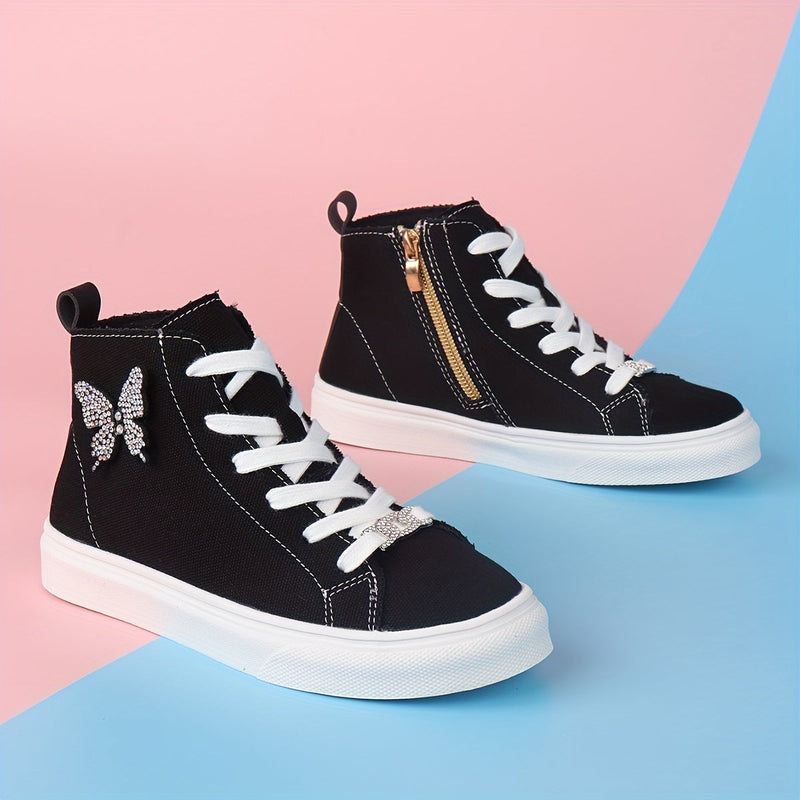 Hoge canvas kindersneakers Lunel| met Vlinderstrik|Stijlvol & Speels