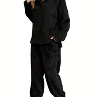 Ciepły koralowy zestaw damskiej odzieży do domu – Fenna