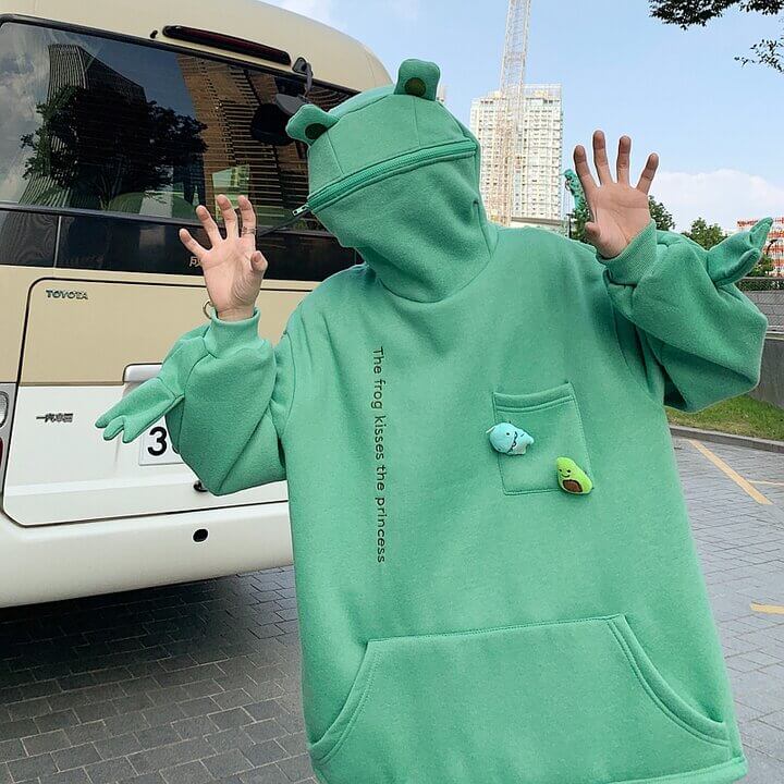 Uniseks Hoodie met Kikkerontwerp – Froggy