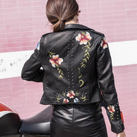 Geborduurde Dames Kunstlederen Motorjack – Eleonora