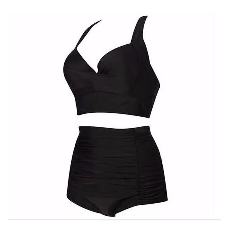 Zwarte Bikiniset met Haltertop en Hoge Taille – Alina