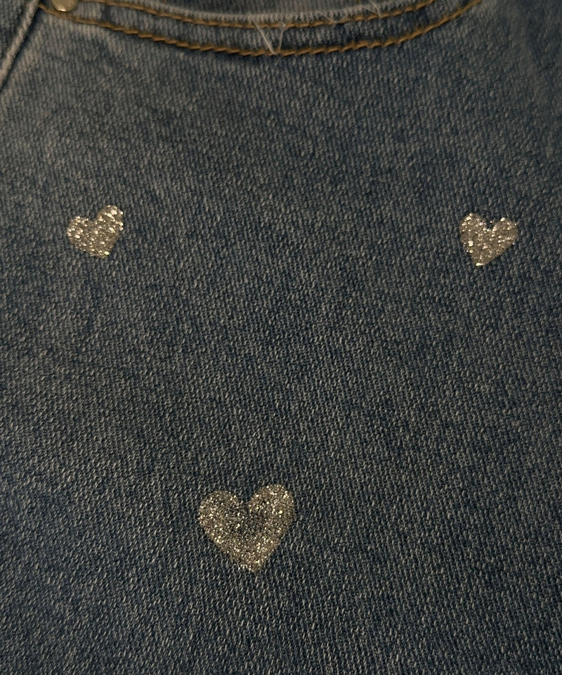 Dames Stretch Jeans met Wijde Pijpen en Hartjesprint - Amelie