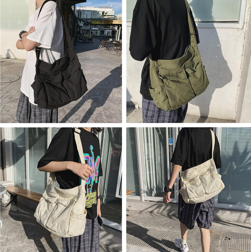 Grote Canvas Crossbody Schoudertas – Selira